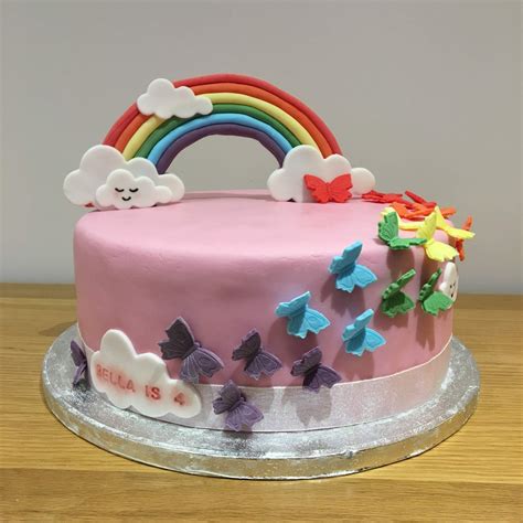 Rainbow And Butterfly Cake Cake Butterfly Cakes Celebration Cakes
