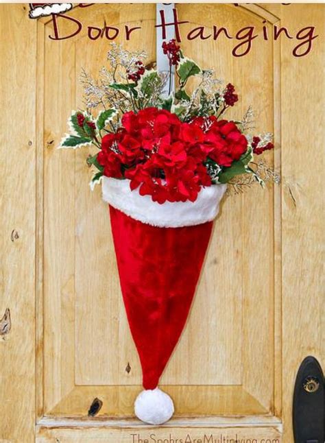 Santa Hat Wreath Diy Christmas Door Decorations Christmas Crafts Diy