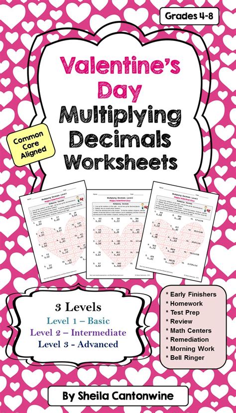 Valentine S Day Multiplying Decimals Worksheets Differentiated