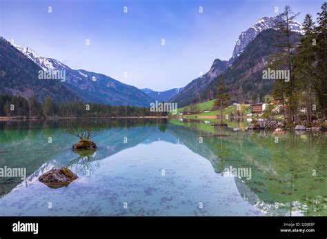 Dawn At Lake Hintersee Near Ramsau Berchtesgaden Bavaria Germany