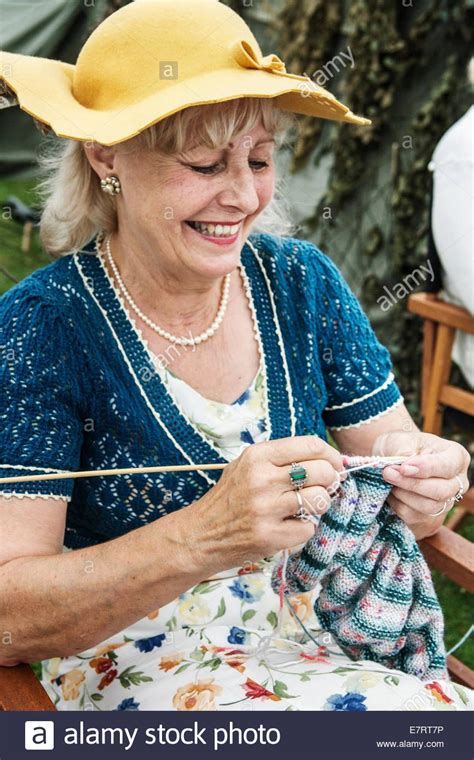 Download This Stock Image Knitting Senior Elderly Woman E7rt7p From