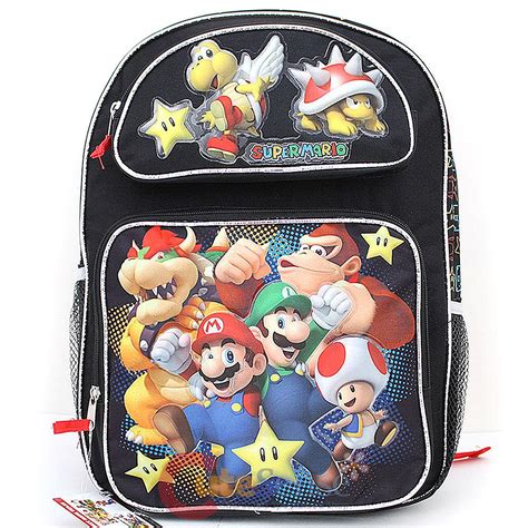 Nintendo Super Mario School Backpack 16 Large Book Bag Dream Team