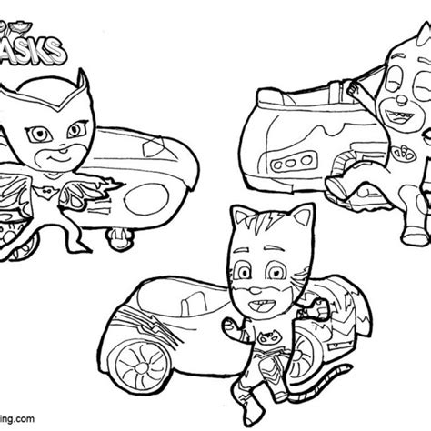 Masks From Catboy Pj Coloring Page Coloring Pages