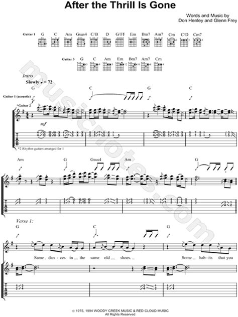 Listen to the thrill is gone by b.b. The Eagles "After the Thrill Is Gone" Guitar Tab in G ...