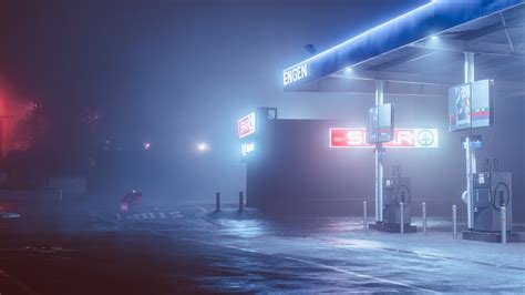 Gas Station Night 1920x1080 Wallpaper