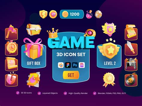 3d Game Icon Set Flat Icons