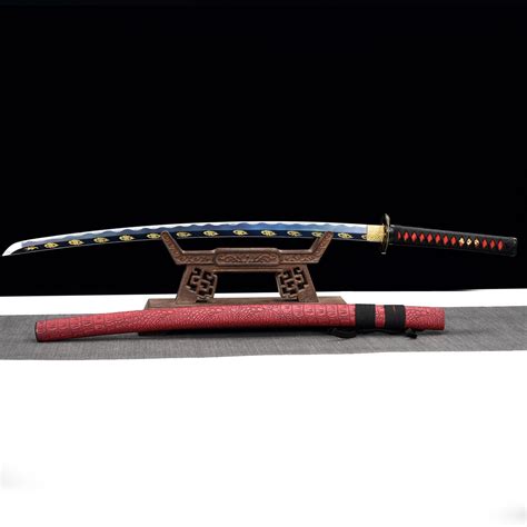 Blue And Red Katana Handmade Japanese Katana Sword High Manganese