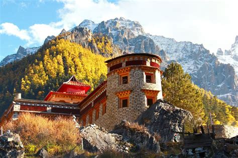 The Autumn At Yading Nature Reserve In Daocheng County China Stock