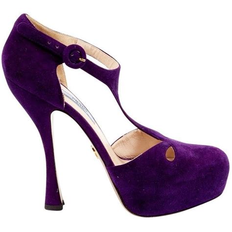 pre owned prada heels 153 liked on polyvore featuring shoes pumps purple women shoes heels