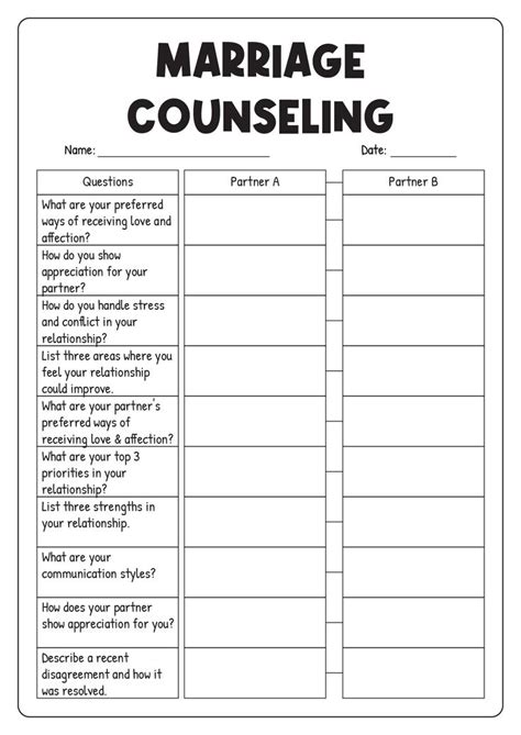Printable Marriage Counseling Worksheets Couples Counseling Activities Marriage Counseling