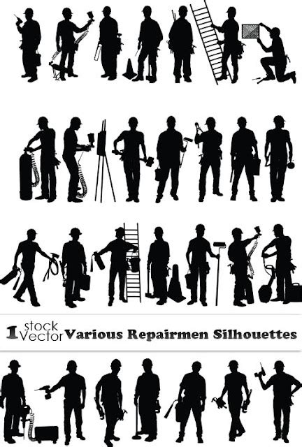 Quality Graphic Resources Vector Stock Repairmen Silhouettes