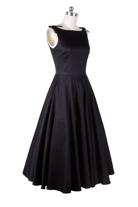 audrey hepburn vintage style 50s 60s dresses little black tea length elegant casual dress women