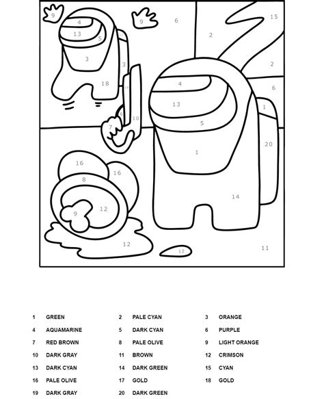 Printable Among Us Color By Number Coloring Page Free Printable
