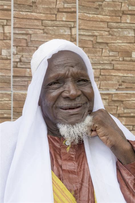 African Old Man Sitting Front His House Eighty Years Old Stock Photos