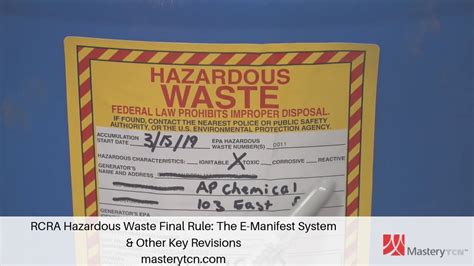 RCRA Hazardous Waste Final Rule The E Manifest System And Other Key