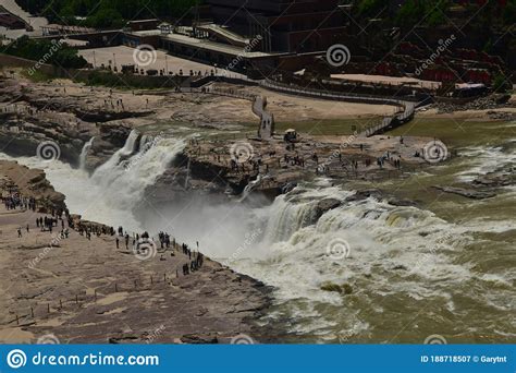The Aerial Photography Of Hukou Waterfalls Of Yellow River Stock Image