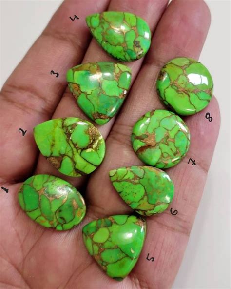 Green Mojave Copper Turquoise Cabochons Swipe To See The Video