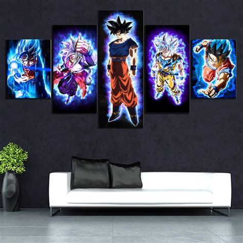 Dragon ball super canvas wall art mui goku buddha. Dragon Ball Z Goku Transformations Modular Canvas Wall Pictures 5 Piece HD Prints - Shop DBZ ...