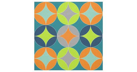 Modern Mid Century Circles Geometric Pattern Fabric