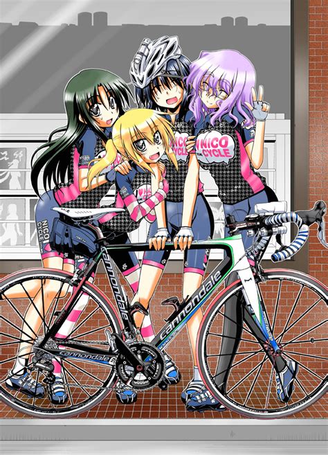 Safebooru 4girls D Arm Hug Bicycle Bike Jersey Bike Shorts Black Eyes Black Legwear