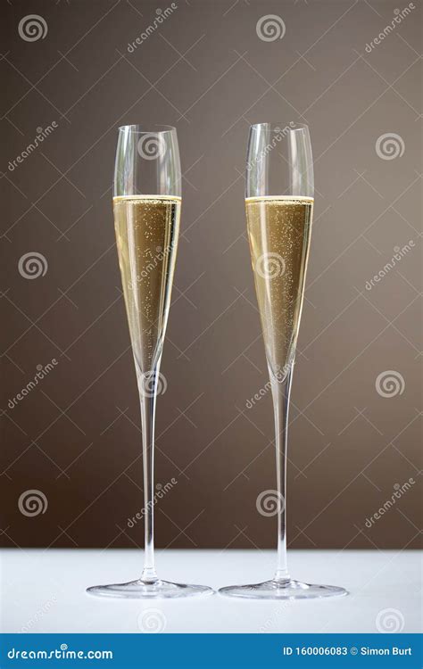 Two Full Tall Champagne Flutes Stock Image Image Of White