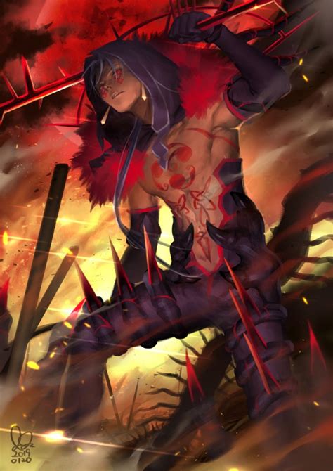 Wallpaper Fate Stay Night Lancer Demon Sword Red Eyes Anime Boy Wallpapermaiden