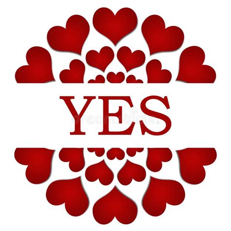 Yes Red Hearts Circular Stock Illustration Image Of Approved 63823134