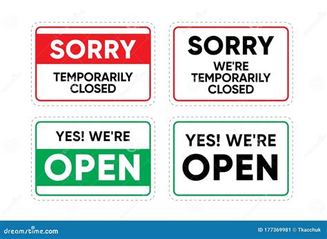 Sorry Temporarily Closed Sign And Yes We Are Open Sticker For Print Or