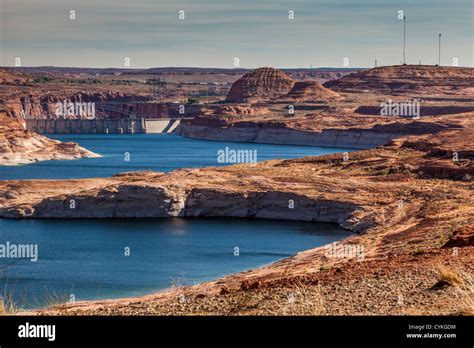Glen Canyon Dam On The Colorado River Creating Lake Powell And The
