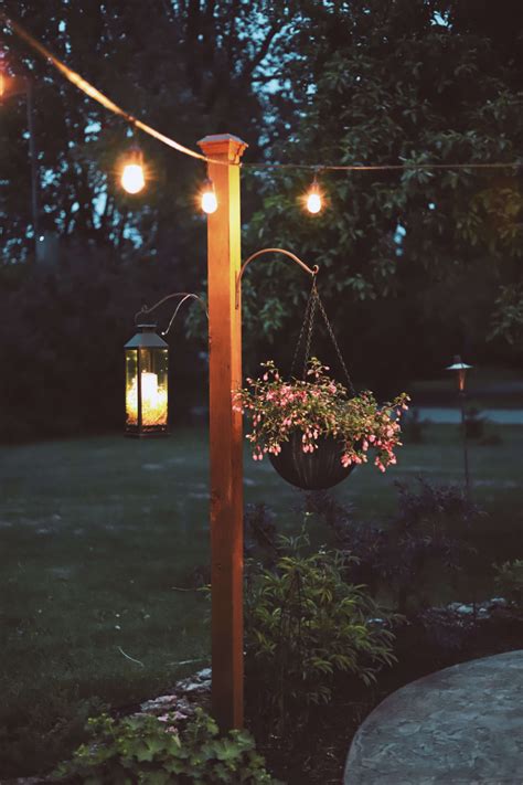 Diy Garden Posts For String Lights Cedar And Stone Farmhouse Outdoor