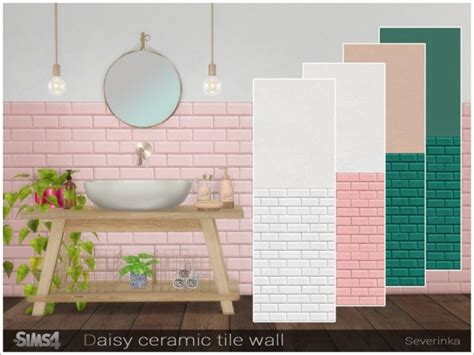 The Sims Resource Daisy Ceramic Tile Wall By Severinka Sims 4 Downloads