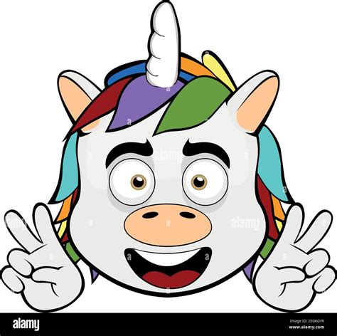 Vector Emoticon Illustration Cartoon Of A Unicorns Head With A Happy