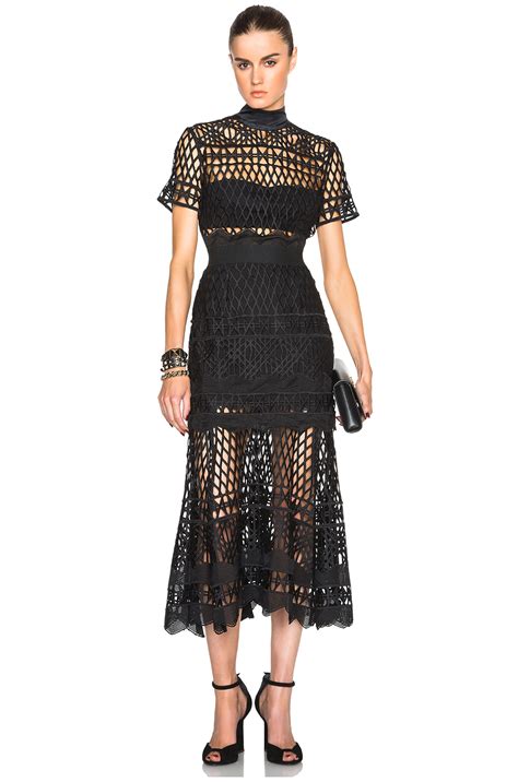 Self Portrait Cut Out Lace Layered Dress In Black Lyst