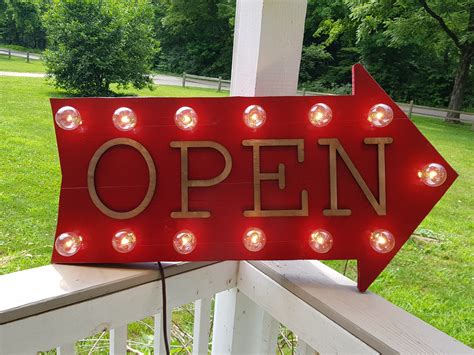 Marquee Sign Open Arrow Lit Entrance Light Electric Retro Etsy
