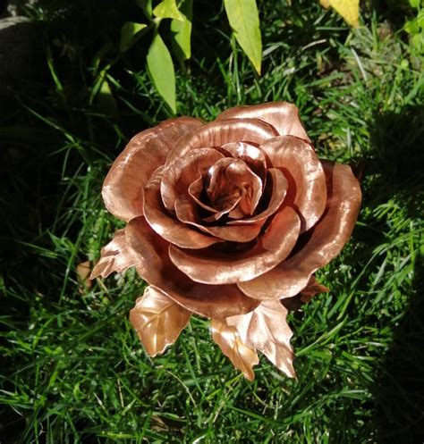 Copper Rose Una Hermosa Rosa De Cobre Puro Hecha A Mano El Etsy