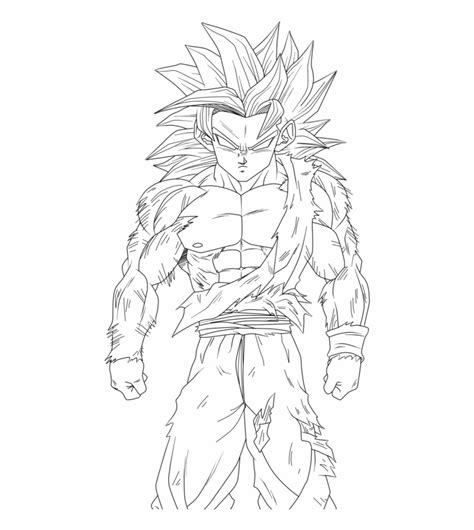 One look at this illustration will tell. Dragon Ball Z Coloring Pages Goku Super Saiyan 4 With ...