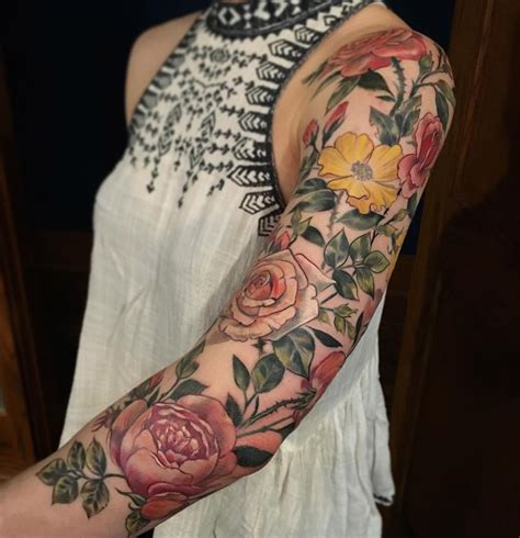 Pretty Flowers Sleeve Best Tattoo Design Ideas