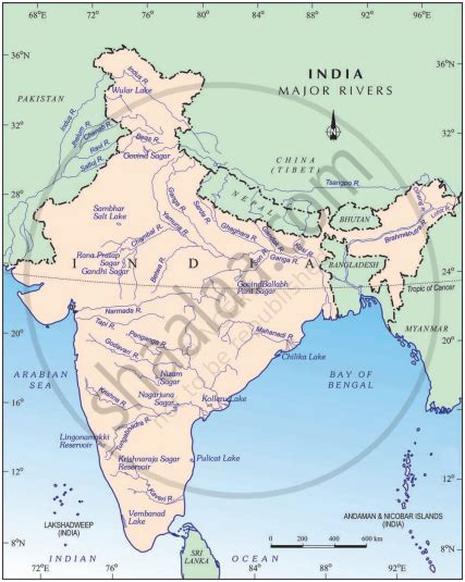 On An Outline Map Of India Mark And Label The Following Lakes Chilika Sambhar Wular Pulicat