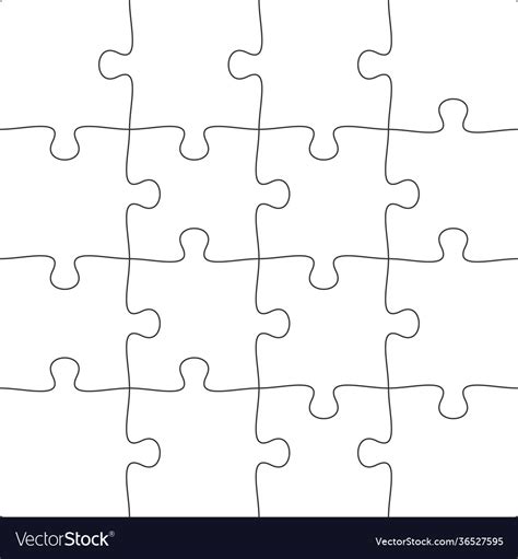 4x4 Jigsaw Puzzle Blank Template Background Light Vector Image