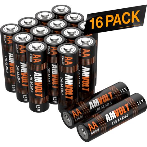 Amvolt 16 Pack Aa Batteries Power Premium Lr6 Alkaline Battery 15 Volt