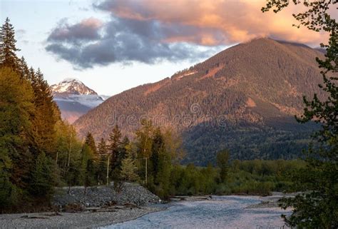 Chilliwack River And Mountains In Chilliwack British Columbia Canada