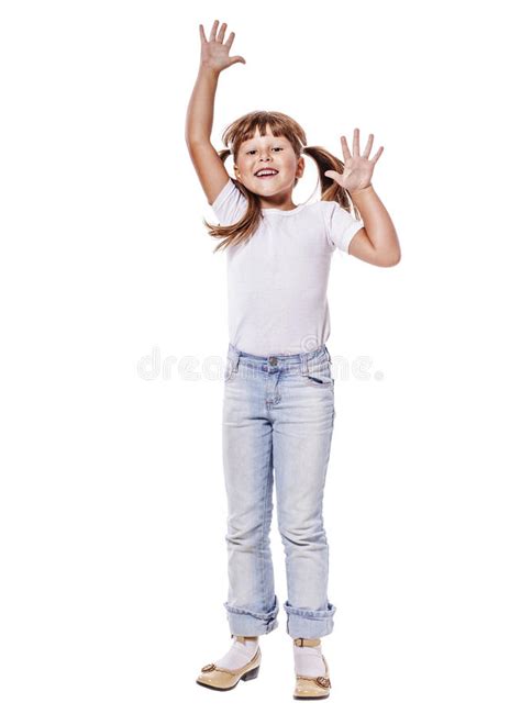 Jumping Laughing Girl Stock Image Image Of Activity 93835469