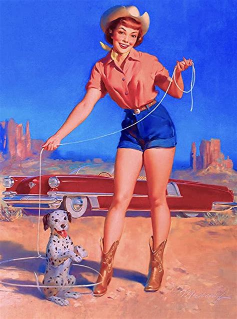 Cowgirl Pinup Painting Gouache