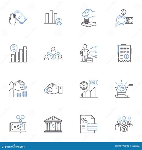 Asset Group Line Icons Collection Investments Securities Stocks
