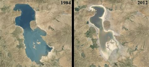 Satellite Images Of Recent Changes In Urmia Lakes Surface Area And Its