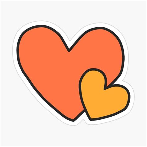 An Orange And Yellow Heart Sticker On A White Background