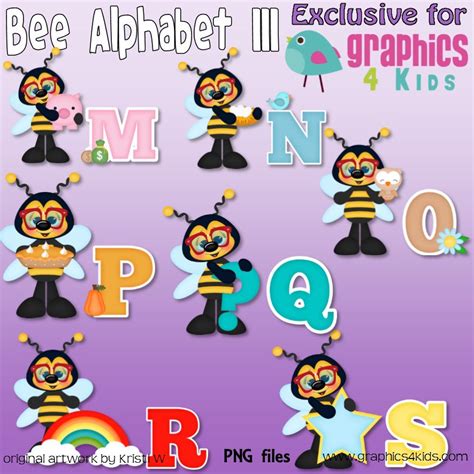 Bee Alphabet 3 Digital Clipart Clip Art For Scrapbooking Etsy