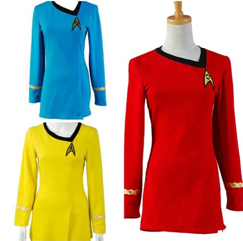 star trek female duty tos blue uniform tos red dresses cosplay costume