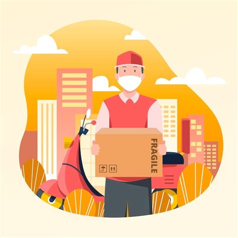 Delivery Service With Mask Concept Illustration Free Vector