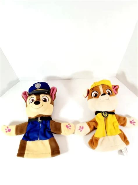 Gund Paw Patrol Rubble And Chase 11 Plush Hand Puppet Dog Stuffed Animal